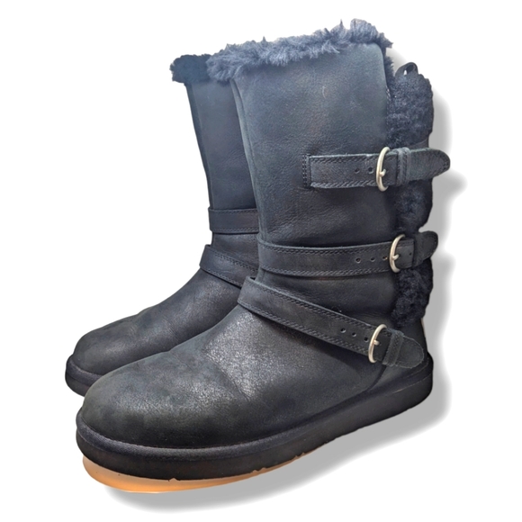 UGG | Australia Becket II Black Suede Sherpa Lined Women's Size 9 - Picture 3 of 7